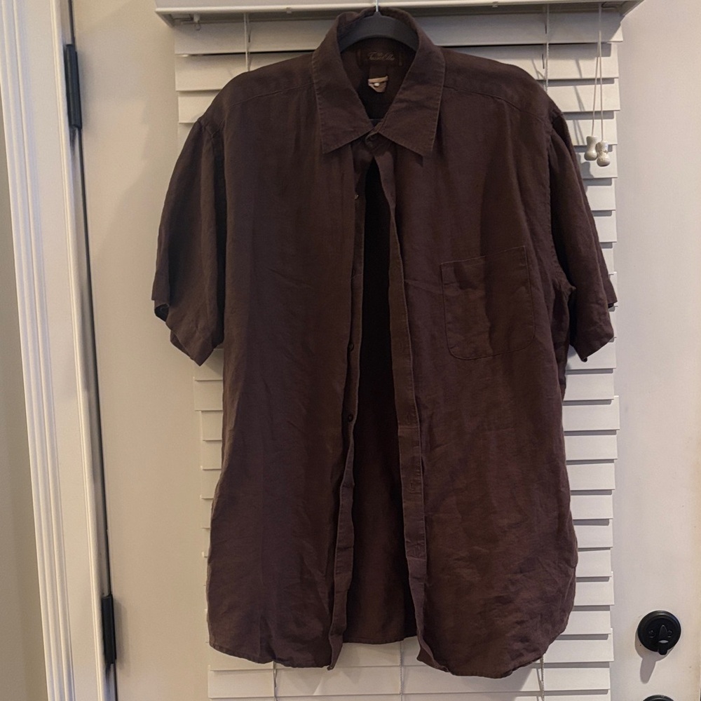 Tasso Elba Dark Brown Short Sleeve Shirt